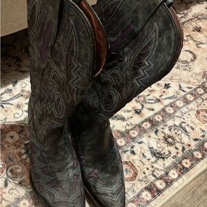 Black Lucchese Leather Cowboy Boots